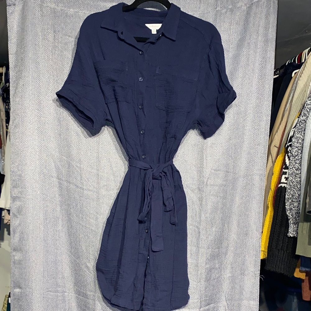Weatherproof Navy Blue Button-Up Dress